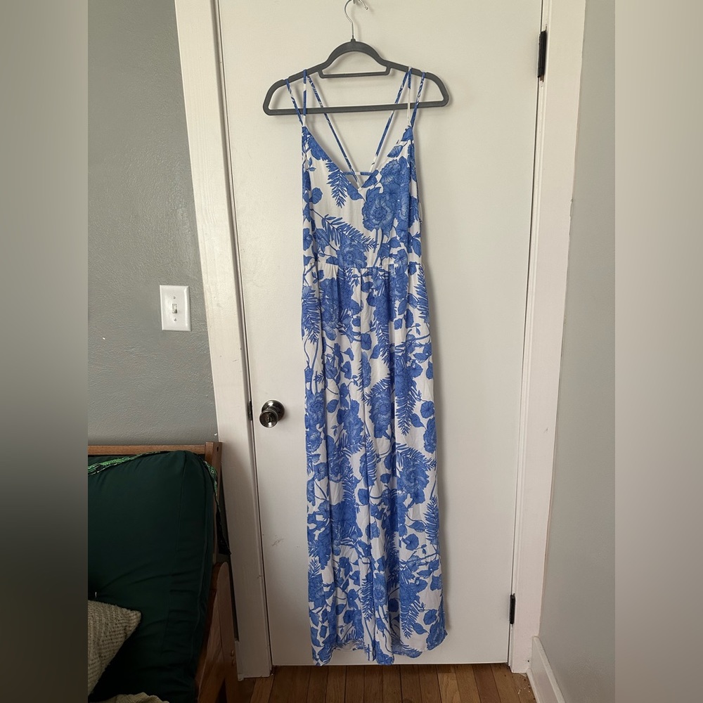 Blue Floral Dressy Romper/Jumper